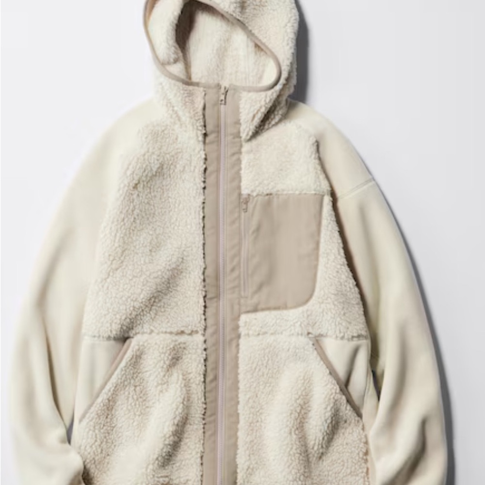 Uniqlo X White Mountaineering Cream and Tan Fleece Jacket